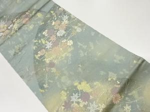 山並みに草花模様織出し名古屋帯